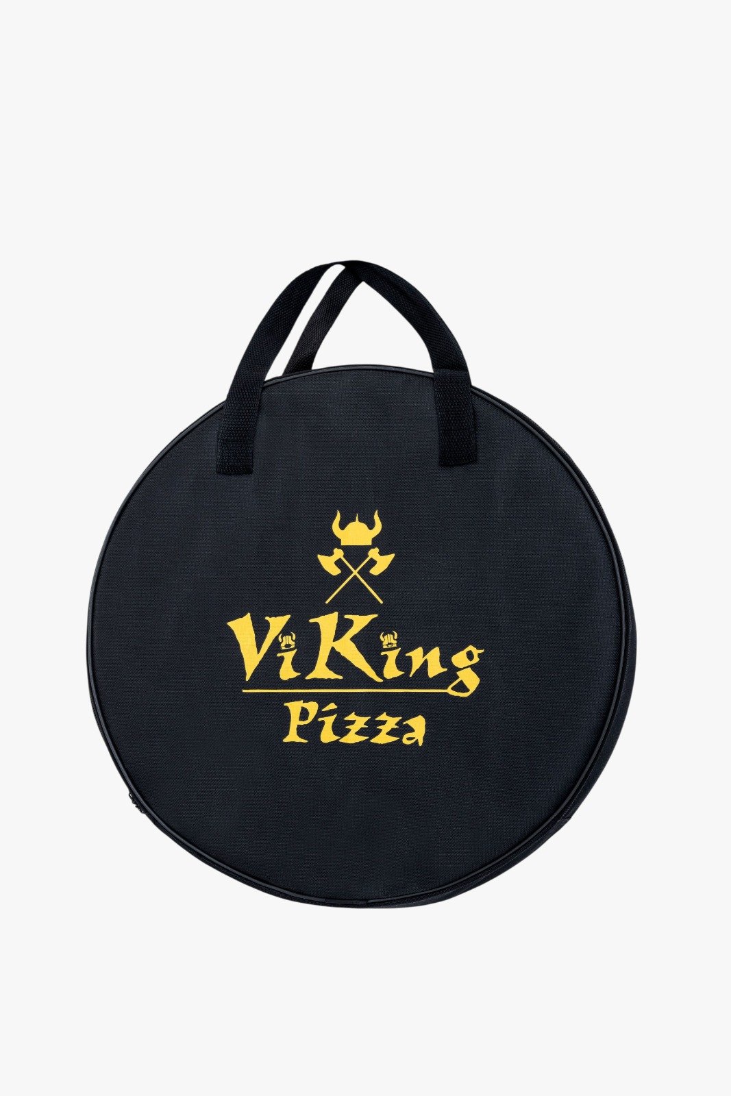 Sac de transport rond noir zippé avec logo Viking Pizza brodé