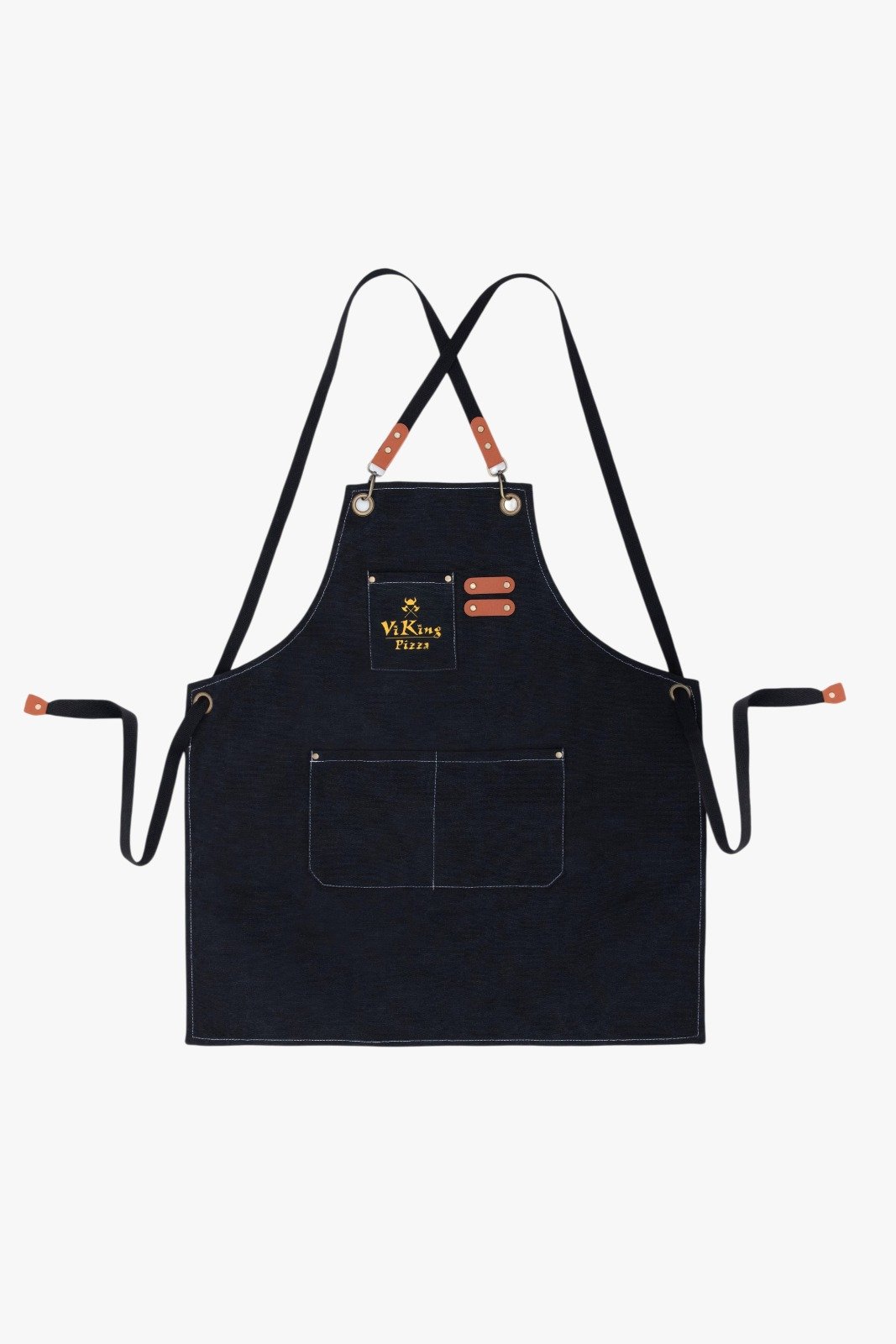 Tablier de Chef Viking noir avec logo doré et bretelles ajustables